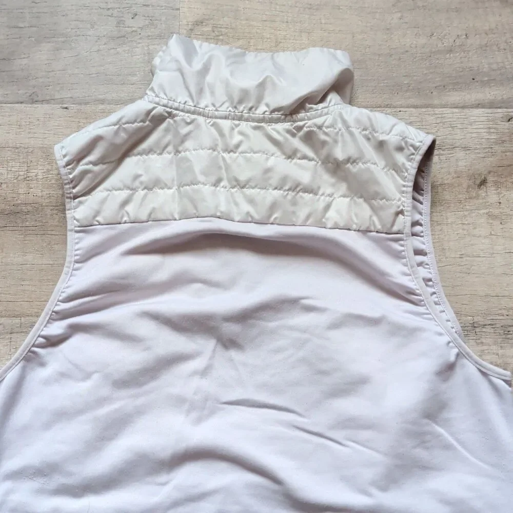 ​Nike Run Division White Quilted Puffer Running Vest Full Zip Stand Collar S